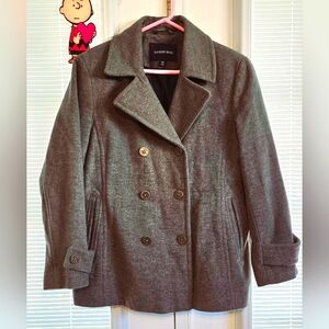 Lands End Double Breasted Peacoat Wool Cashmere Blend 16P